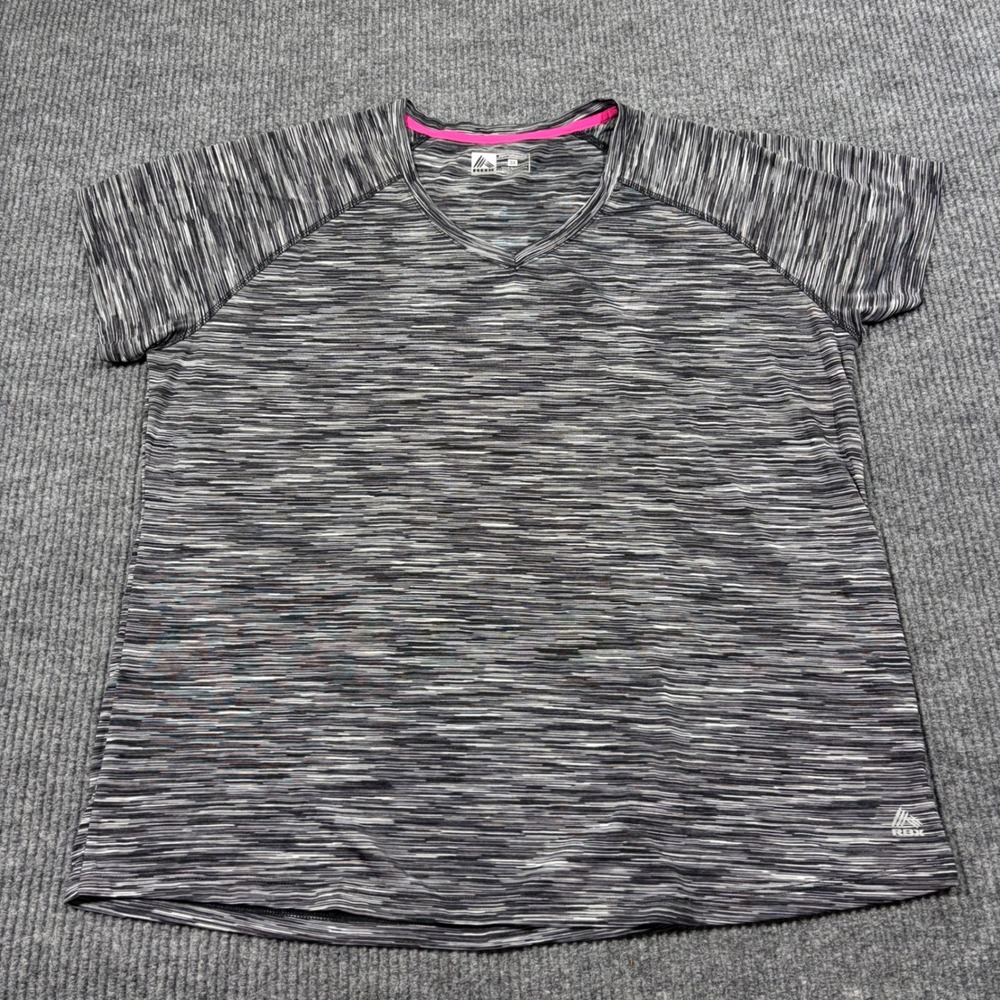 RBX Performance Shirt Womens 3X Gray Space Dye V-Neck Short Sleeve Activewear